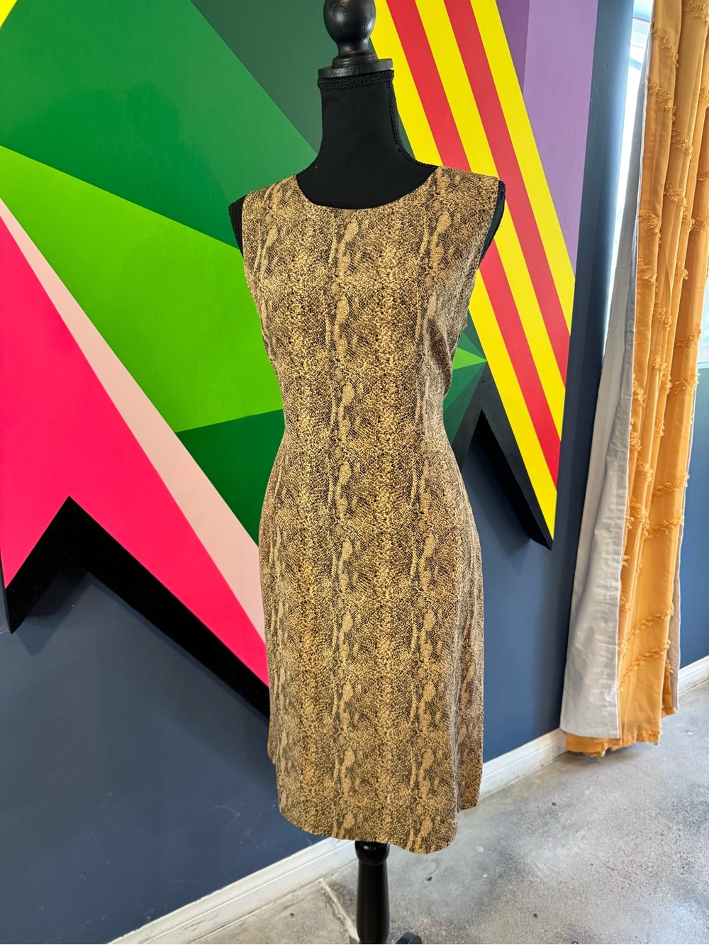 Spencer Jeremy 100% Silk Snake Print Sheath Dress | Vintage 90s Minimalist
